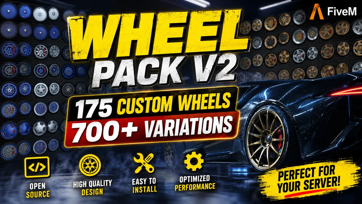 Wheel Pack V2 FiveM | 175 Custom Wheels & 700 Variations | Open Source